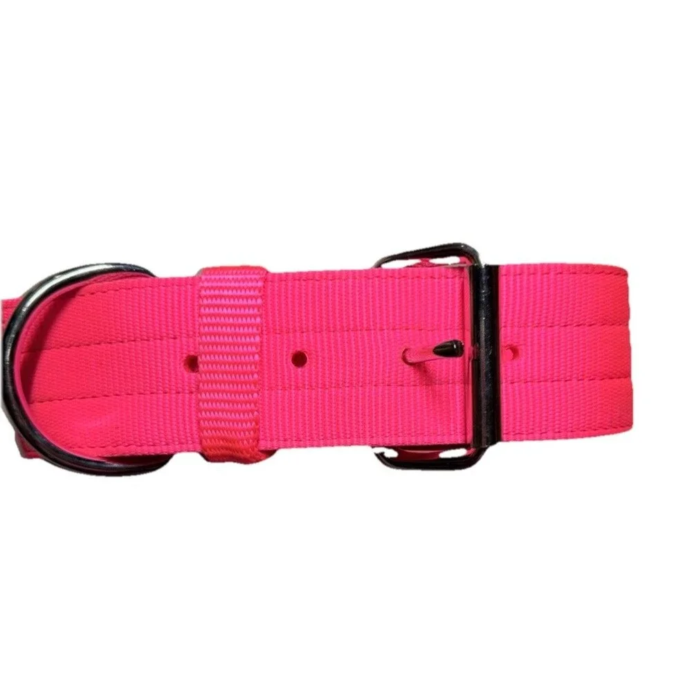 Dog Collar NWOT neon Pink Size Large (22” Long 2” Width)